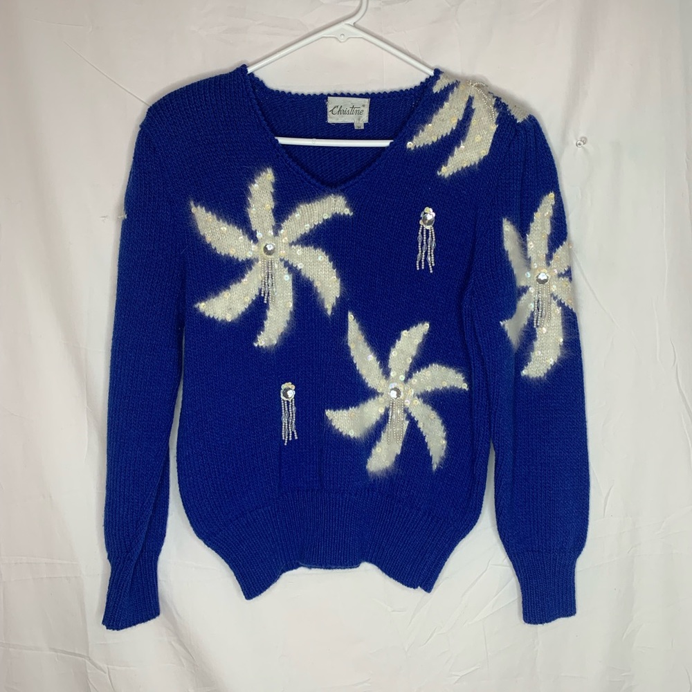 vintage Christine sweater beaded sequined shoulder pads M